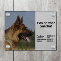Naambordje voordeur aluminium RVS look met foto eigen huisdier de luxe 1 